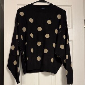 Chic Black and Cream Polka Dot Sweater